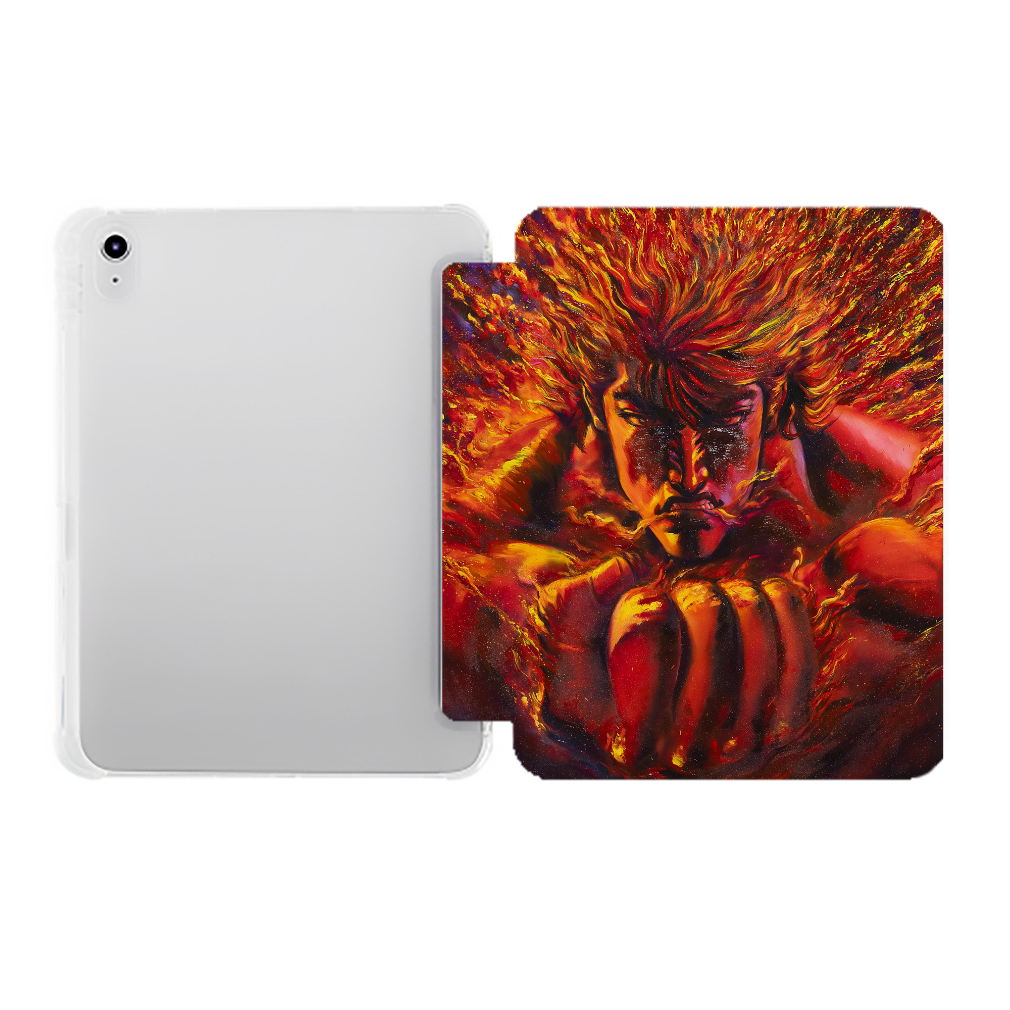 （画像用） 北斗の拳 Fist of the North Star IPad ケース ペン収納付き 三つ折りスタンド PUレザー×シリコン 対応機種9.5/10.5/10.9インチ